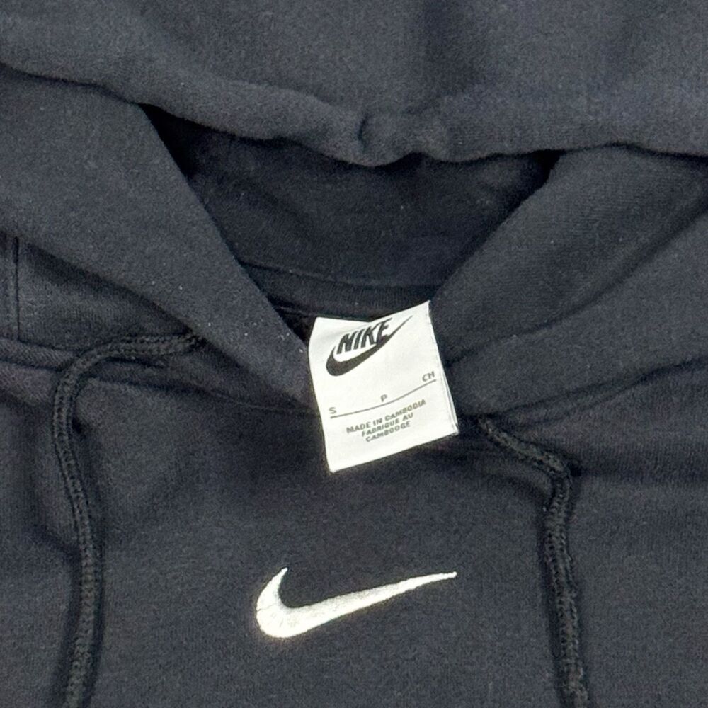 Nike Center Swoosh Hoodie Black Oversized Pullover Y2K Grunge‎ Streetwear Size S - Picture 4 of 6